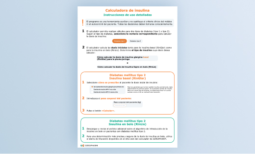 Calculadora de insulina. Instrucciones de uso detalladas