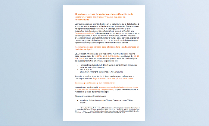 El paciente retrasa la iniciación e intensificación de la insulinoterapia: ¿qué hacer y cómo explicar su importancia?